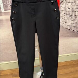 Rachel Zoe Black Cropped Pants with Button Detail